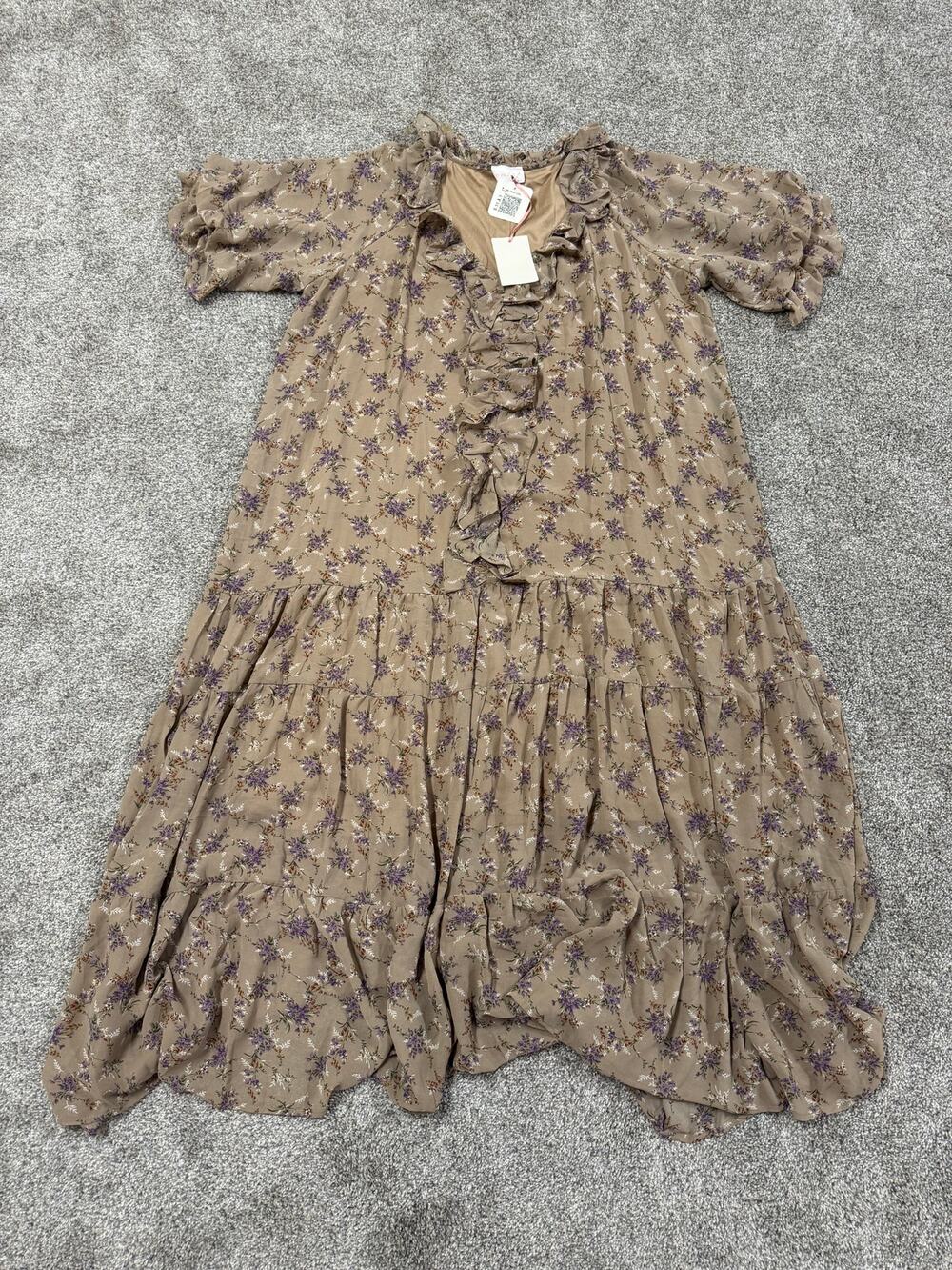 Entro Women's Ruffle Front Floral Maxi Dress